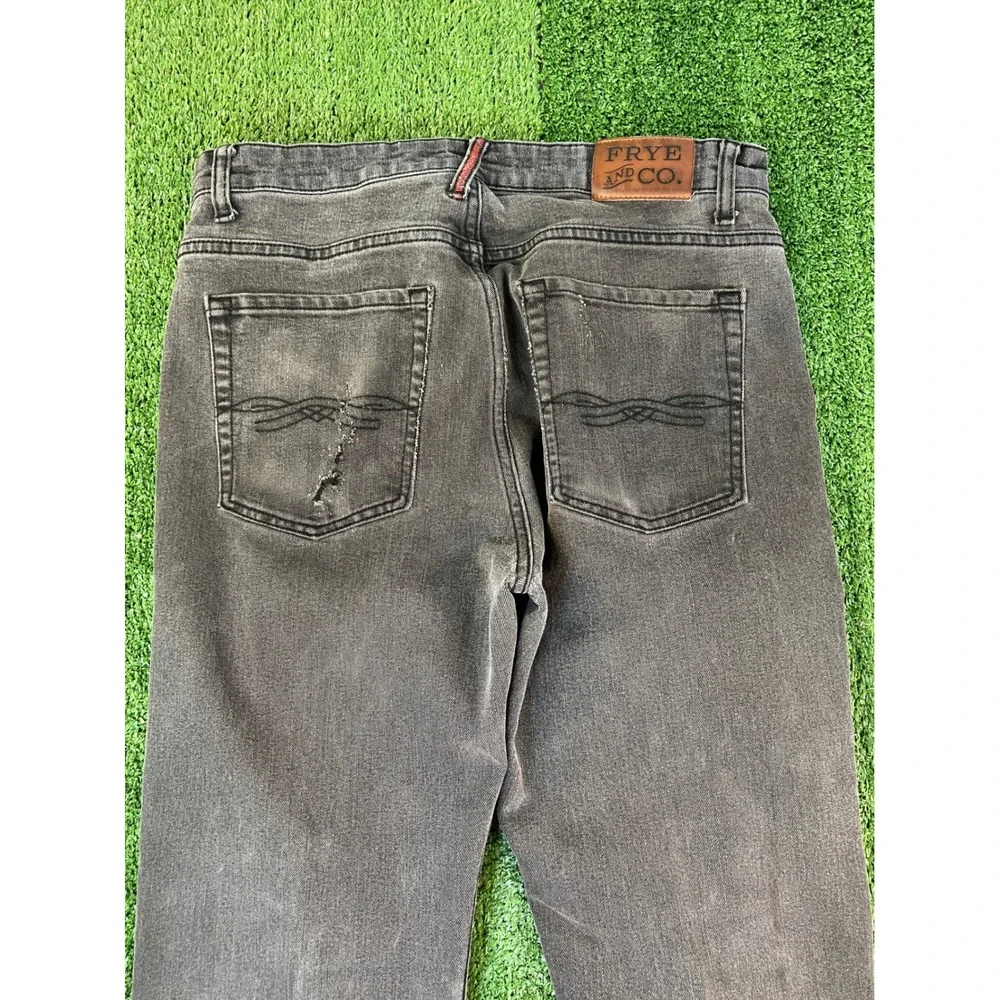 Frye and Co Mens Straight Leg Jeans Faded Black Stretch Denim 32x30
